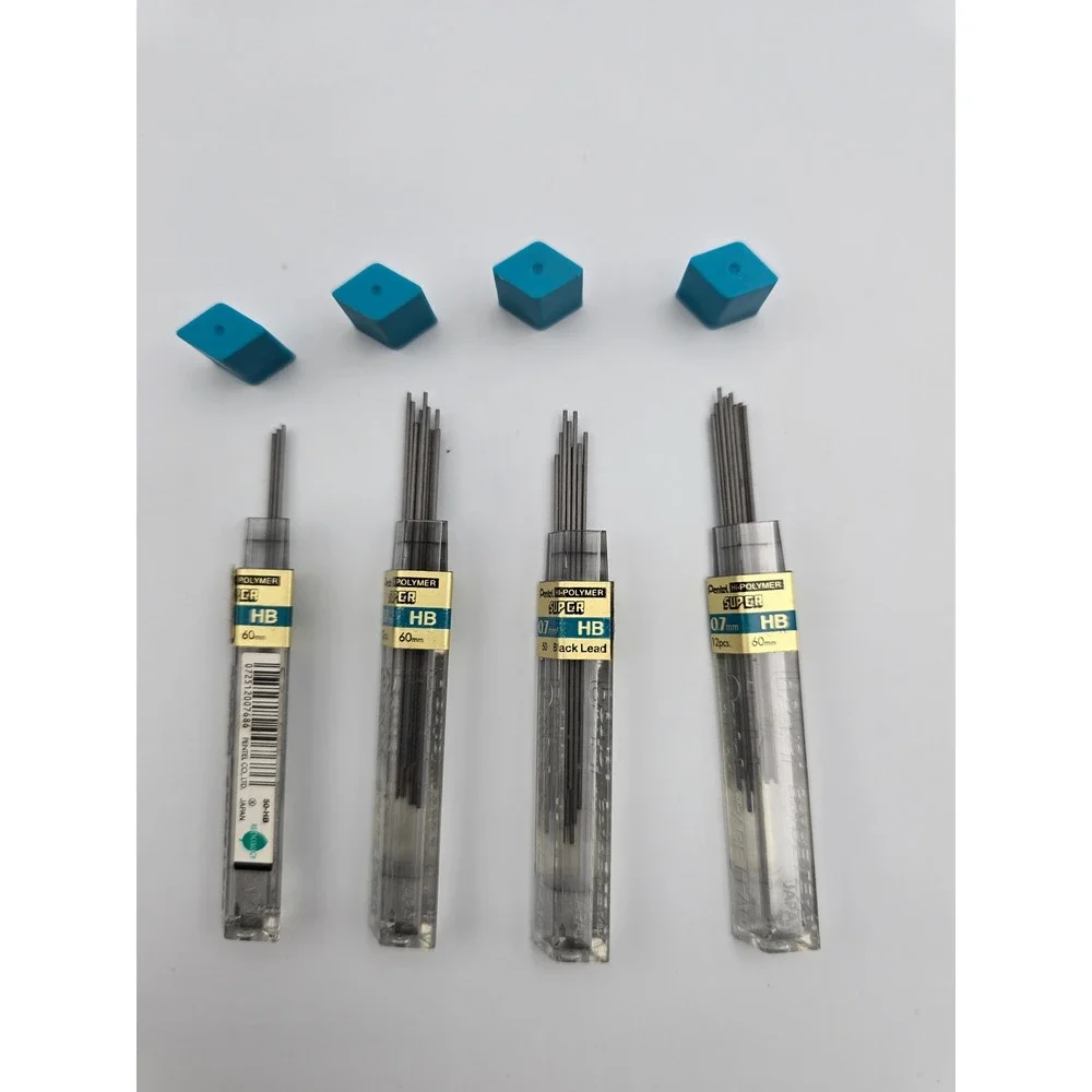 Pentel Hi Polymer Super 07mm HB Black Lead Refill‎ 12pcs 60mm Lot of 4